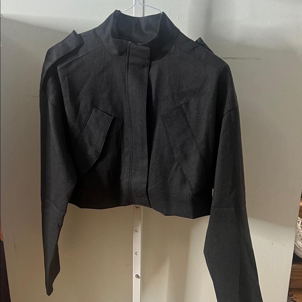 BHAMPTON THE DROP DARK GREY‎ CROPPED MOCK NECK JACKET SIZE S
